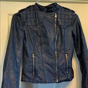Forever 21 navy blue leather jacket